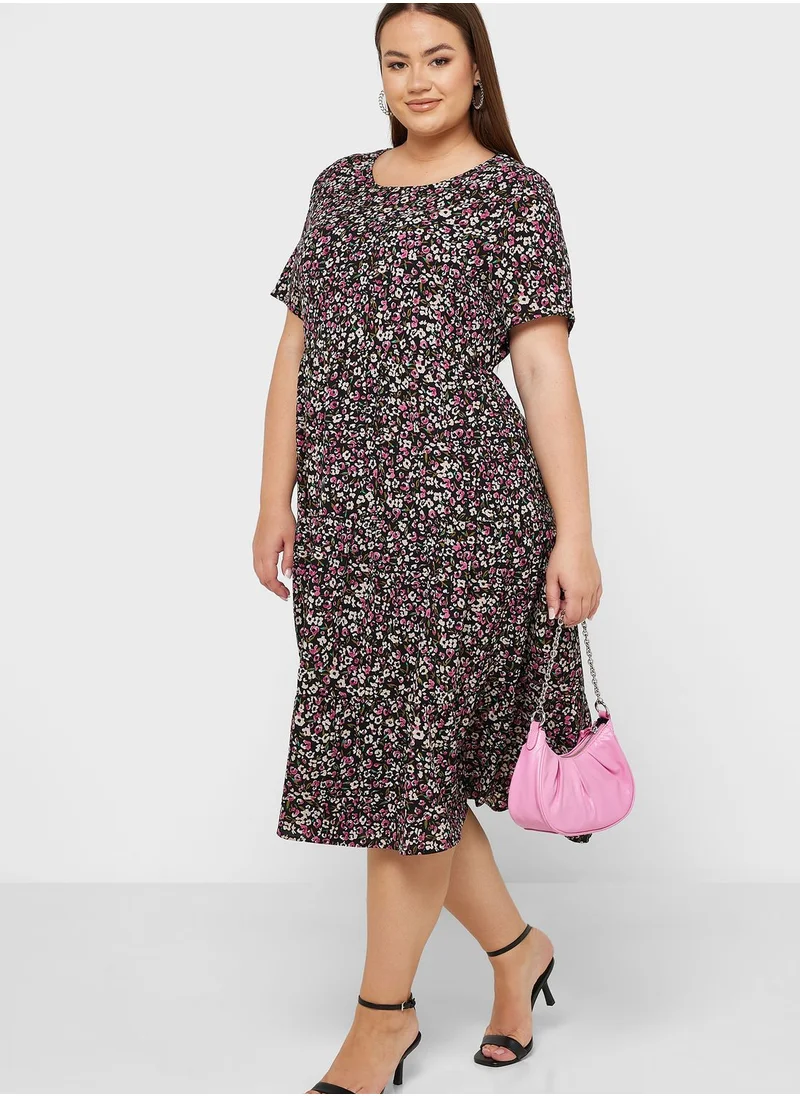 Only Carmakoma Floral Print Tiered Dress