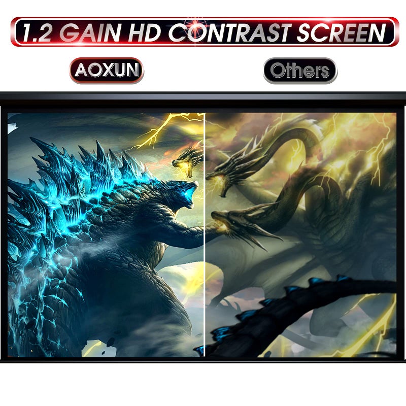 Aoxun 100" Motorized Projector Screen - Indoor and Outdoor Movies Screen 100 inch Electric 16:9 Projector Screen W/Remote Control - Image 5