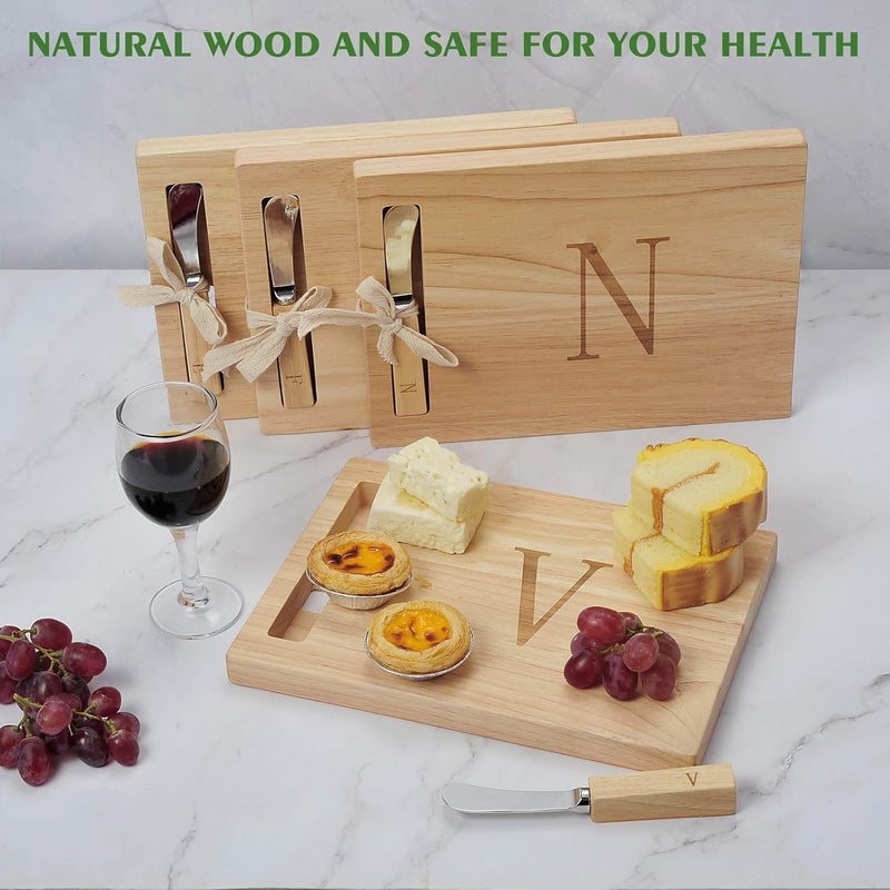 Miicol Wood Charcuterie Board, Monogram Cheese Board 10 Inch, Personalized Initial Cutting Board with Spreader, Unique Housewarming Gift, Ideal for Kitchen, Home, Letter V - Image 5