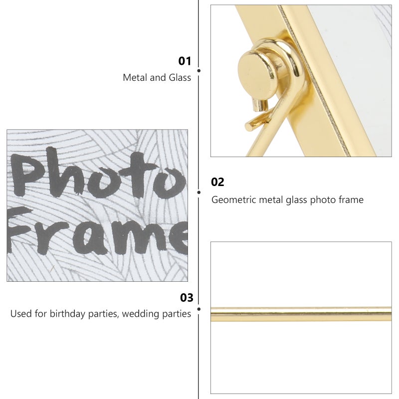 2 pcs Picture Frame Glass Picture Frame Photo Holder Photo Frame (Golden) - Image 5