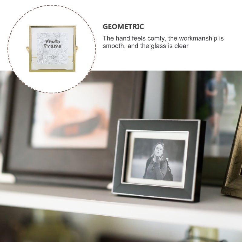2 pcs Picture Frame Glass Picture Frame Photo Holder Photo Frame (Golden) - Image 3