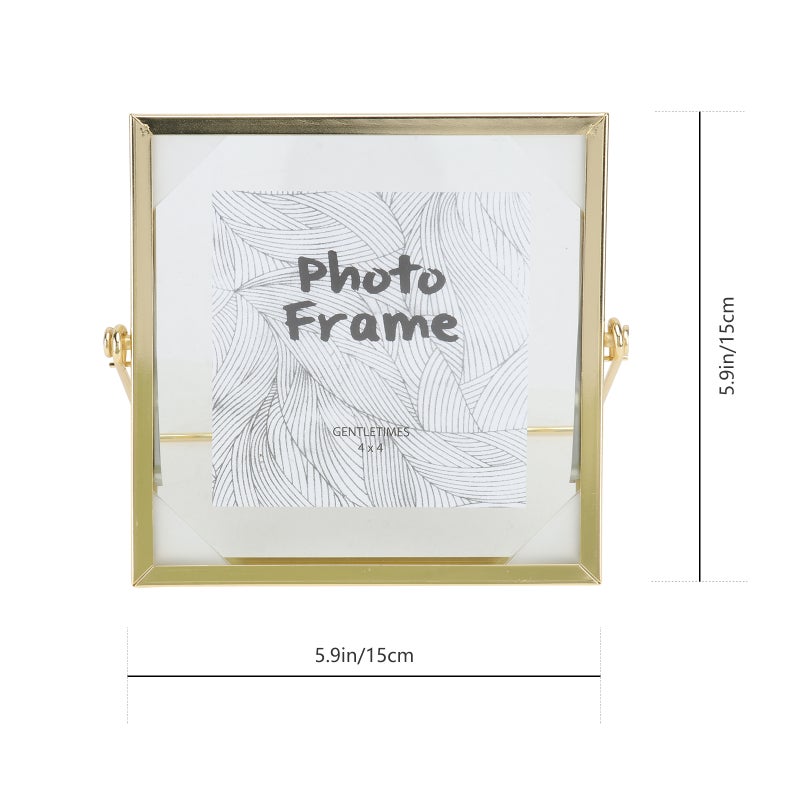 2 pcs Picture Frame Glass Picture Frame Photo Holder Photo Frame (Golden) - Image 2