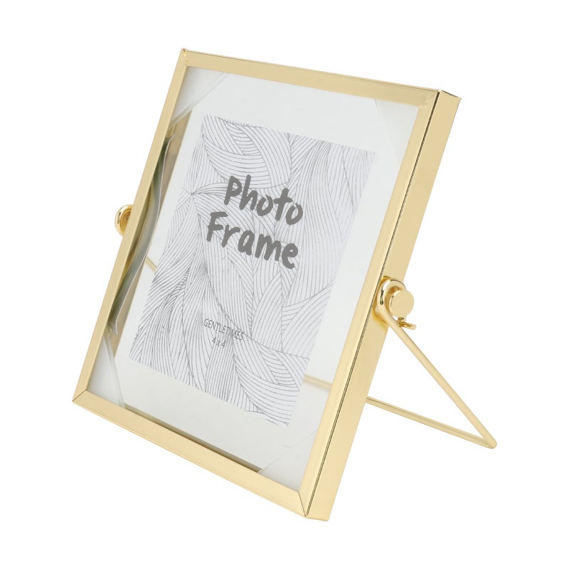 2 pcs Picture Frame Glass Picture Frame Photo Holder Photo Frame (Golden) - Image 1