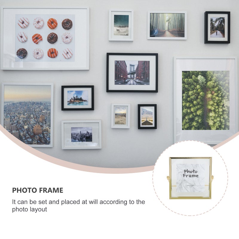 2 pcs Picture Frame Glass Picture Frame Photo Holder Photo Frame (Golden) - Image 4