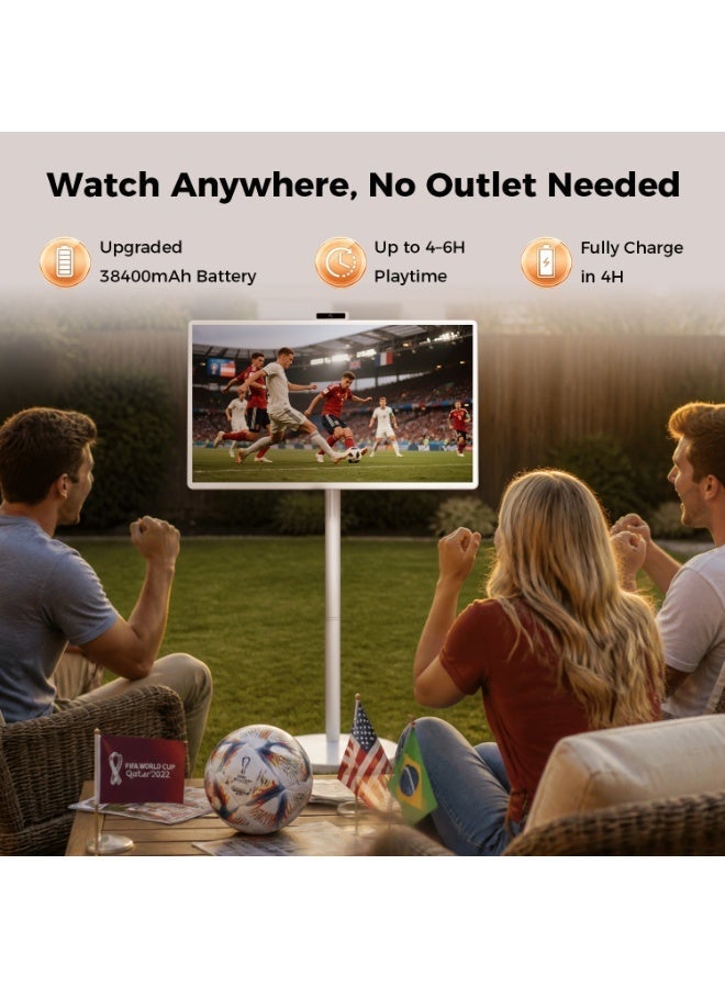 VLH M01 32" Portable Smart Touchscreen Tablet TV on Wheels, Android 15 OS Mobile Smart Display with Google EDLA Certification, 8GB+128GB, Built-in Battery, 2K Camera, Wireless Casting, Rotating Rolling Stand - Image 3