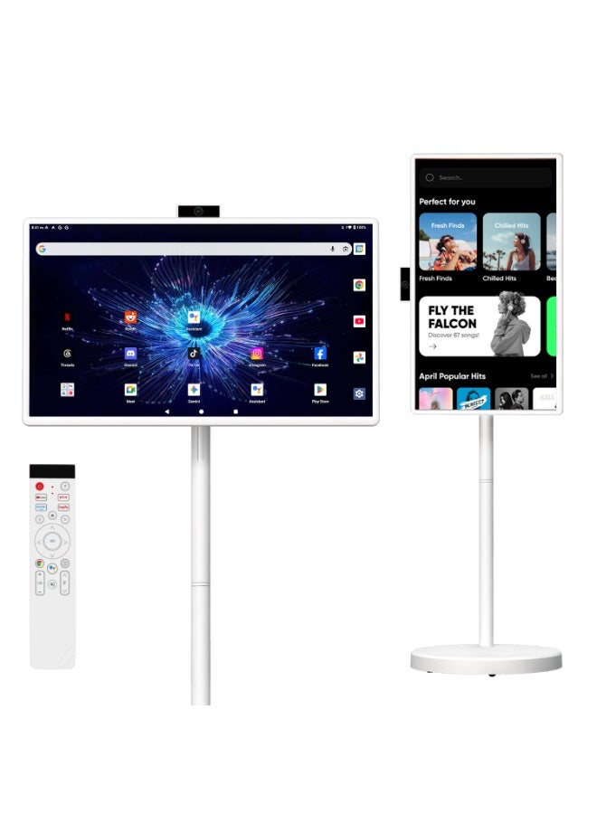 VLH M01 32" Portable Smart Touchscreen Tablet TV on Wheels, Android 15 OS Mobile Smart Display with Google EDLA Certification, 8GB+128GB, Built-in Battery, 2K Camera, Wireless Casting, Rotating Rolling Stand - Image 1