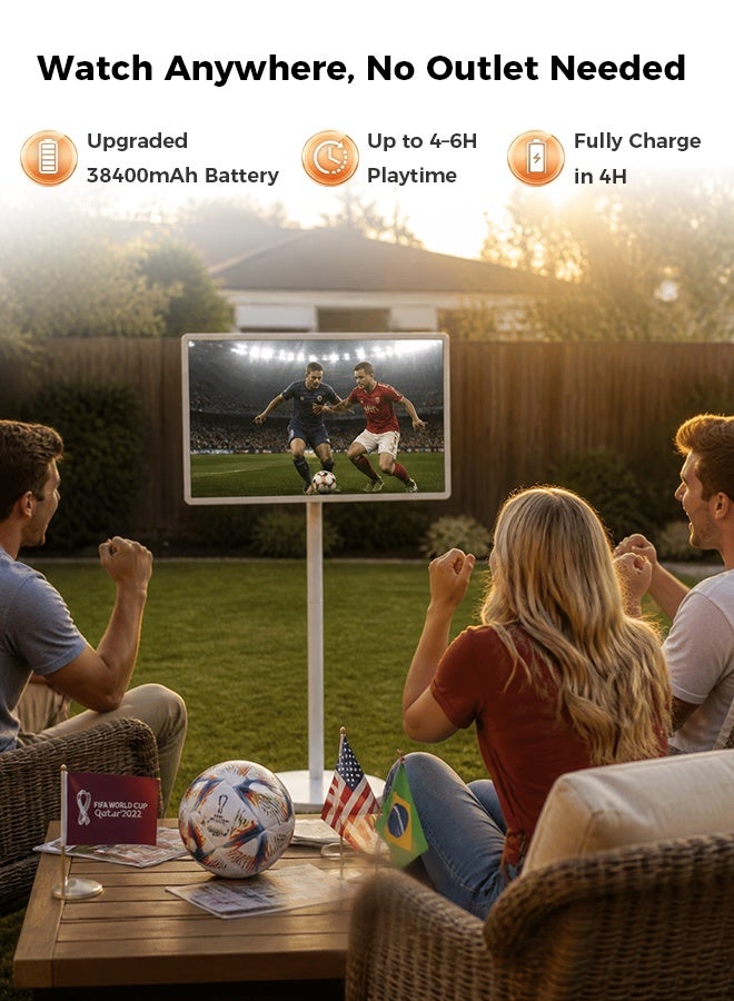 VLH M01 32" Portable Smart Touchscreen Tablet TV on Wheels, Android 15 OS Mobile Smart Display with Google EDLA Certification, 8GB+128GB, Built-in Battery, 2K Camera, Wireless Casting, Rotating Rolling Stand - Image 3