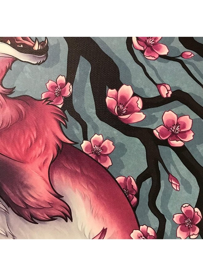 DALIHEBO Japanese Decor Wall Art - Fox And Sakura retro Poster Canvas Wall Art - For Living Room Bedroom Office Restaurant Magnetic Scroll Wooden Frame (16x27inch) - Image 5