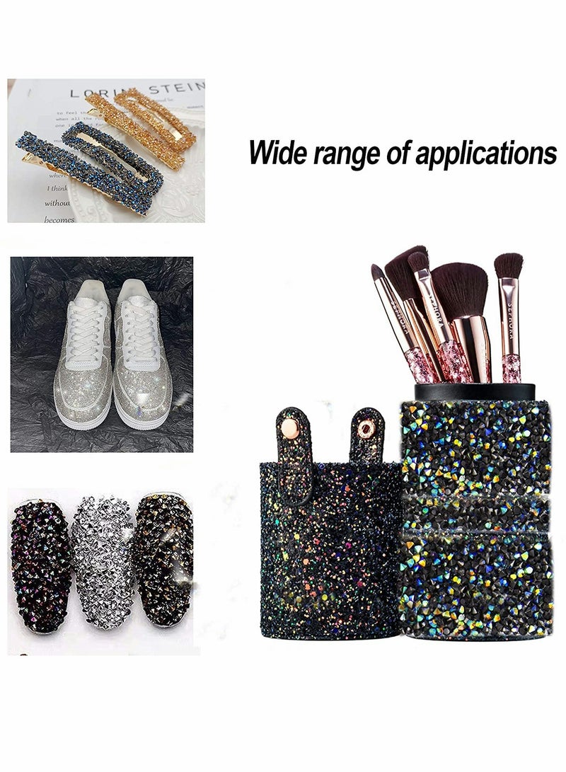 Crystal Rhinestone Ribbon, Self-Adhesive Bling Ribbon Roll, Banding Belt Wrap for Wedding Cakes, Birthday Crafts Decorations (4 Rolls, 4 Sizes, 1 Yard, Black) - Image 4