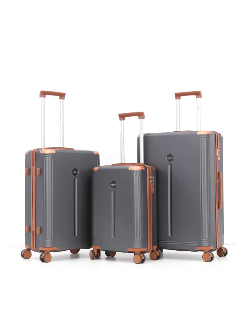 AMERICAN FLYER Hardshell Luggage Spinner Trolley Bag 3 Pieces Set,Grey (S-20",M-24",L-28")