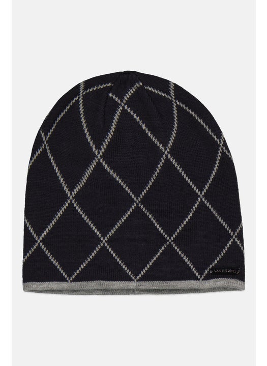 Men Knitted Beanie, Navy Combo