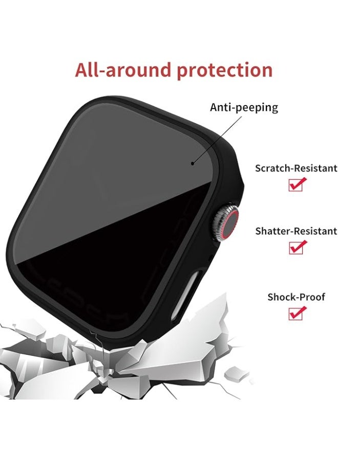 Hard PC Privacy Case with Anti Privacy Protection Screen Protector Compatible Apple Watch Series 9/8/7 45mm  Full Edge All Around Protective Bumper Anti Scratch Frame Cover Black - Image 4