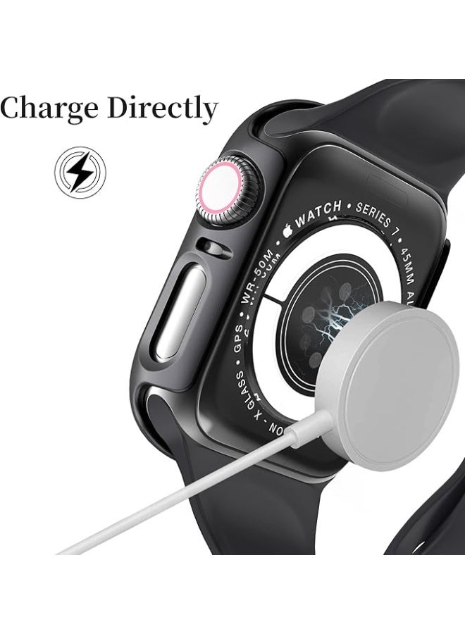 Hard PC Privacy Case with Anti Privacy Protection Screen Protector Compatible Apple Watch Series 9/8/7 45mm  Full Edge All Around Protective Bumper Anti Scratch Frame Cover Black - Image 5