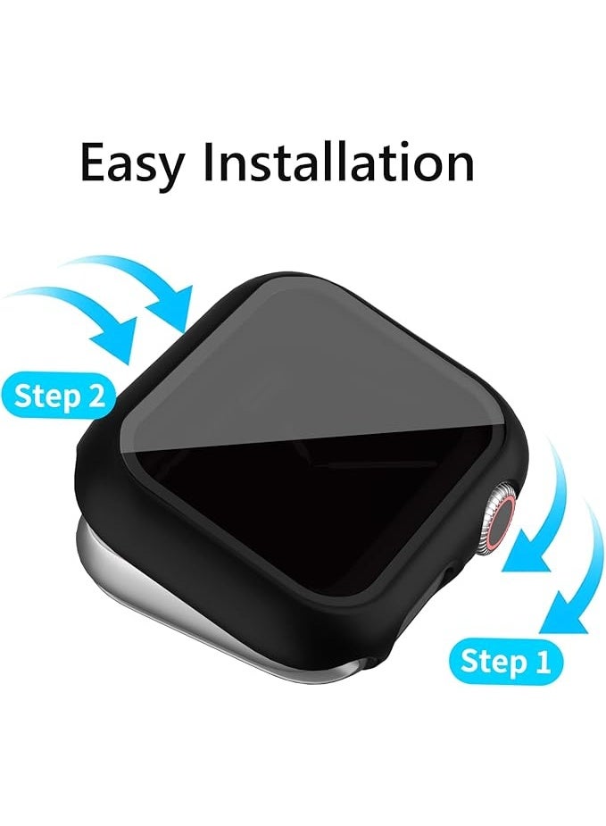 Hard PC Privacy Case with Anti Privacy Protection Screen Protector Compatible Apple Watch Series 9/8/7 45mm  Full Edge All Around Protective Bumper Anti Scratch Frame Cover Black - Image 2