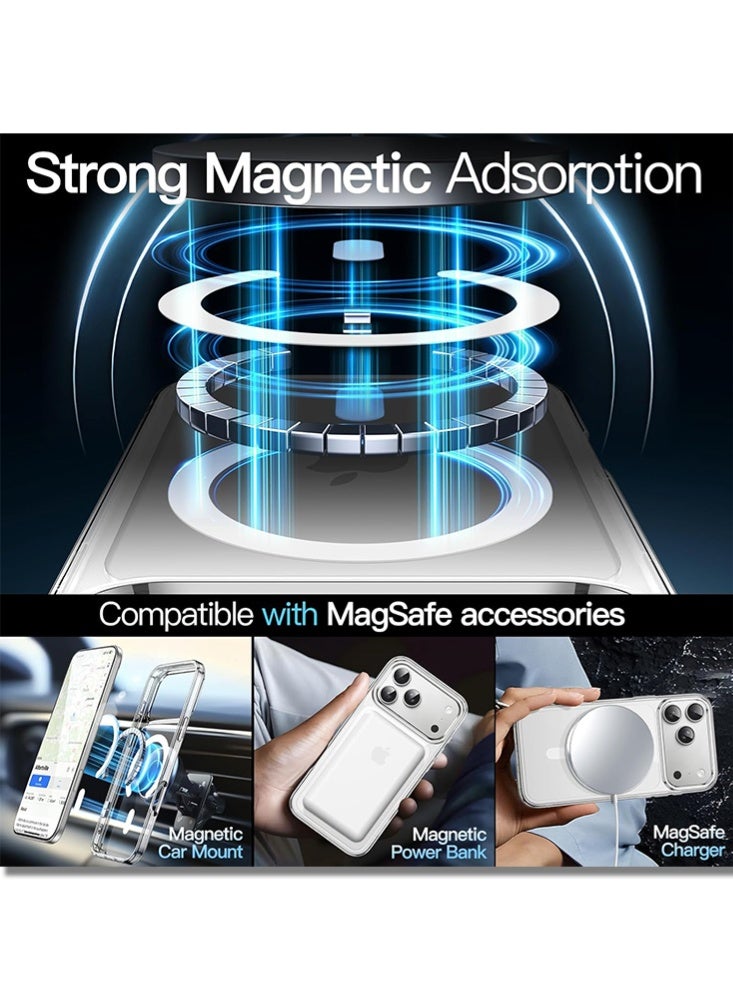 اوليو جراب مغناطيسي لهاتف iPhone 17 Pro Max مقاس 6.9 بوصة متوافق مع MagSafe، غطاء ممتص للصدمات للهاتف، ظهر شفاف مضاد للخدش (شفاف) - Image 4