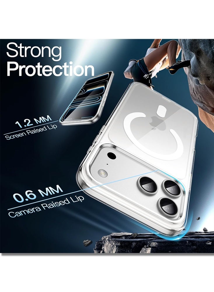 اوليو جراب مغناطيسي لهاتف iPhone 17 Pro Max مقاس 6.9 بوصة متوافق مع MagSafe، غطاء ممتص للصدمات للهاتف، ظهر شفاف مضاد للخدش (شفاف) - Image 5