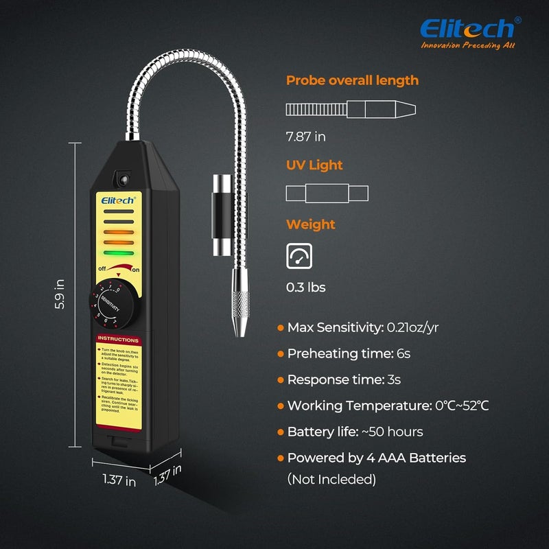 Elitech Freon Leak Detector Halogen Refrigerant Gas Leak Detector HVAC Tester AC Sniffer R22 R410A R134A 1234YF, WJL-6000S - Image 5