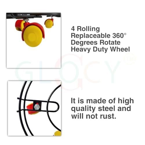 GLOCY Steel LPG Cylinder Stand LPG Gas Cylinder TrolleyStand with Wheel Gas Cylinder Trolley Black - Image 2