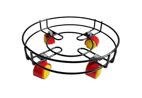 GLOCY Steel LPG Cylinder Stand LPG Gas Cylinder TrolleyStand with Wheel Gas Cylinder Trolley Black - Image 1