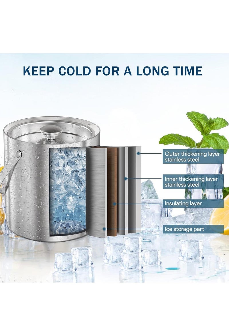 LOOPITYS Ice Bucket, Ice storage bucket、ice pail、Ice Scoop、Household Ice Beverage Ice Bucket 3L Stainless Steel Double Wall Ice Bucket with Lid, Spoon, and Filter to Keep Ice Blocks Cool and Dry, Perfect for Family Meals, Gatherings, Birthday Parties - Image 5