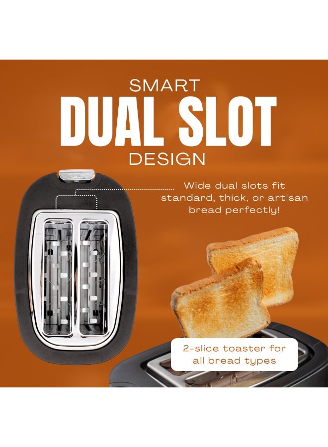 Nexso 2 Slice Bread Toaster 750W | 7 Adjustable Browning Control, Stainless Steel + Plastic Housing, Reheat, Stop & Defrost Functions, Automatic Pop-Up, UK Plug, 220-240V 50/60Hz, Compact for Home Use - Image 4