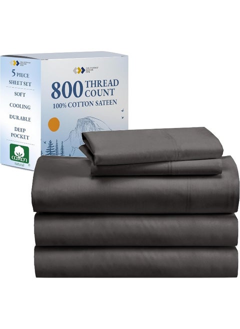 California Design Den Split King Sheets for Adjustable Bed - Buttery Soft 800 Thread Count, 100% Cotton Set - Beats Fake Egyptian Claims, Bedding Set with Durable Twin XL Fitted Sheets (Grey)