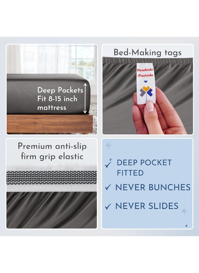 California Design Den - California Design Den Split King Sheets for Adjustable Bed - Buttery Soft 800 Thread Count, 100% Cotton Set - Beats Fake Egyptian Claims, Bedding Set with Durable Twin XL Fitted Sheets (Grey) - Image 1