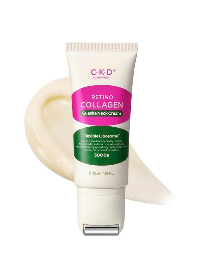 CKD Guaranteed CKD Retino Collagen Gua Sha Neck Cream with Stainless Steel Roller – Neck & Jawline Tightening, Lifting, Youthful-Looking Skin Treatment, Anti-Aging Korean Skin Care, 1.69 fl oz - Image 1