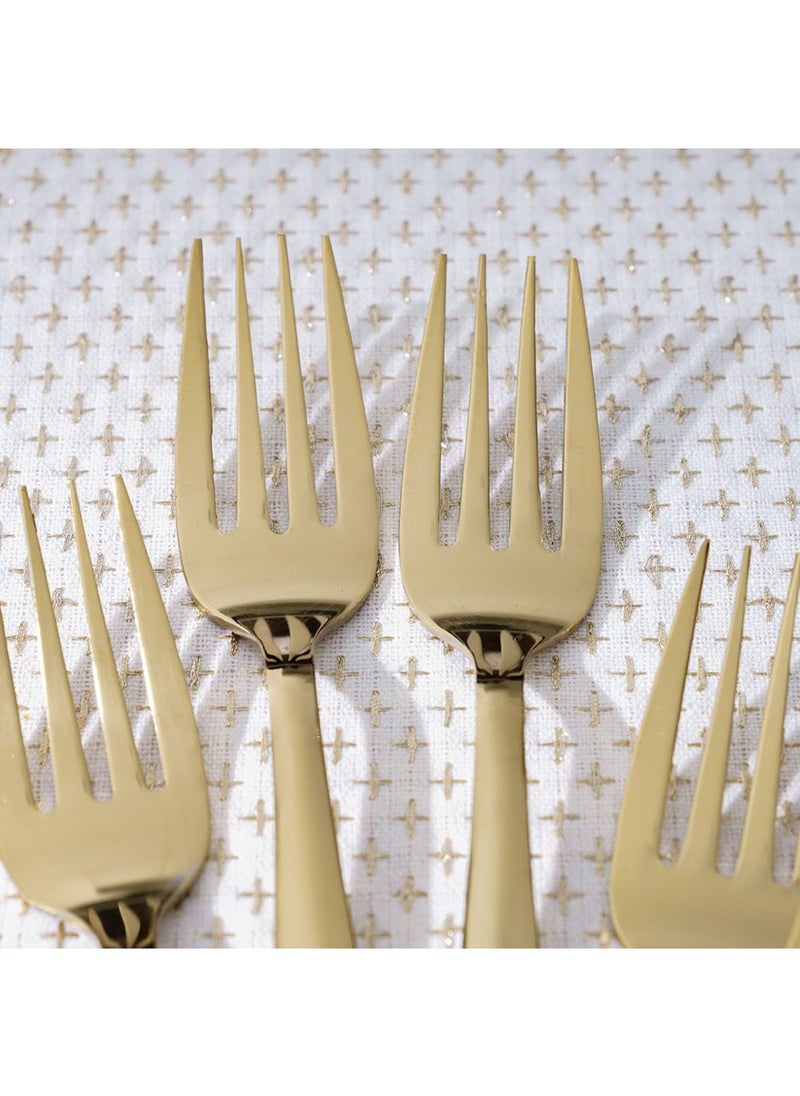 DANUBE HOME - Pvd Lotus 6-Piece Dinner Fork Gold 18.6 X 2.8CM - Image 1