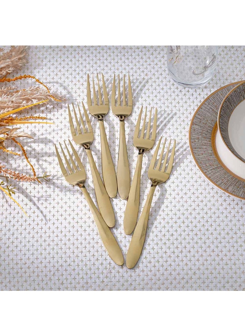 DANUBE HOME - Pvd Lotus 6-Piece Dinner Fork Gold 18.6 X 2.8CM - Image 1