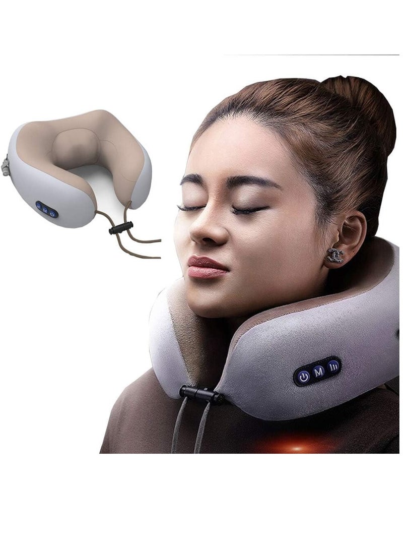 ELTRAZONE وسادة تدليك الرقبة الكهربائية، شكل U قابلة لإعادة الشحن وقابلة للتعديل مع حركة مزدوجة وقماش قابل للتنفس ورغوة ذاكرة 3D مع تحكم بشريحة ذكية، للاستخدام في المكتب والمهام الثقيلة - Image 1