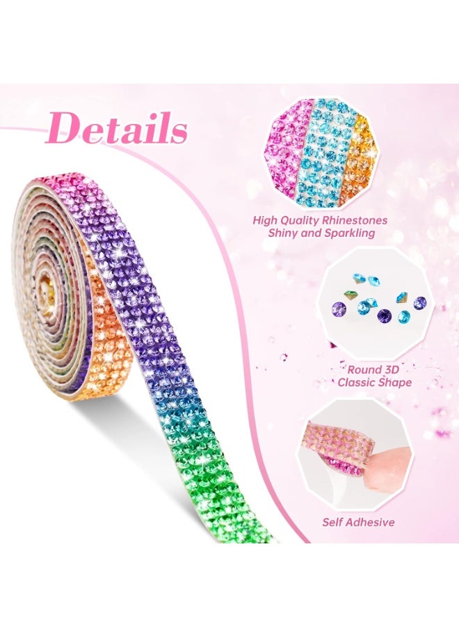 12 Rolls 0.45cm Wide Self Adhesive Crystal Rhinestone Diamond Ribbon  Multi-Functional DIY Decorative Bling Gemstone Arts Crafts Sticker Tape Glitter Shoes Clothes - Image 3