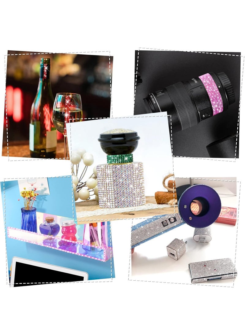 12 Rolls 0.45cm Wide Self Adhesive Crystal Rhinestone Diamond Ribbon  Multi-Functional DIY Decorative Bling Gemstone Arts Crafts Sticker Tape Glitter Shoes Clothes - Image 5