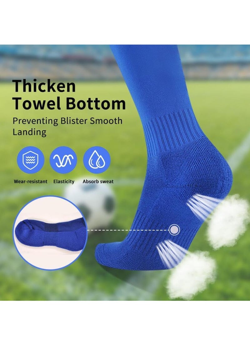 Kids Soccer Socks, 3 Pair Striped Knee High Football Socks for Boys & Girls, Youth Sports Athletic Socks for Ages 6-12 - Image 3