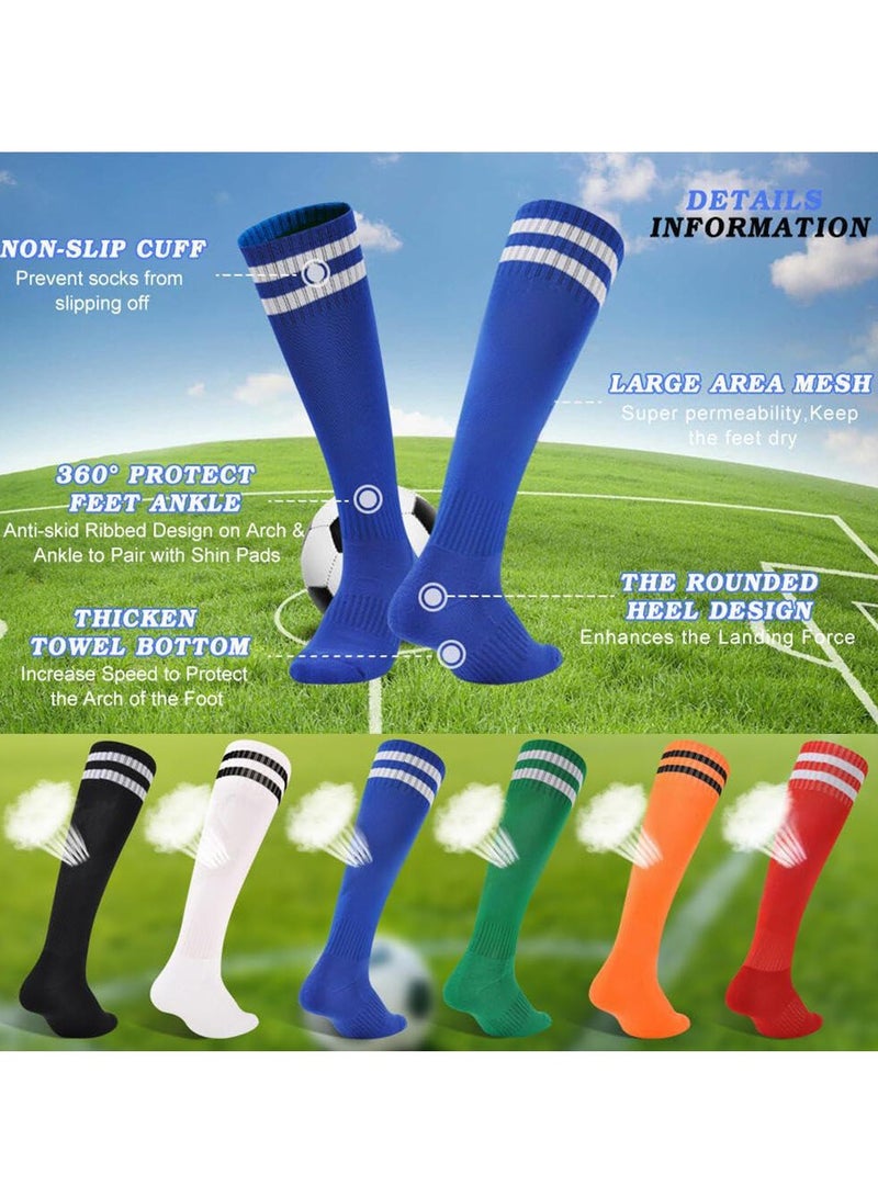 Kids Soccer Socks, 3 Pair Striped Knee High Football Socks for Boys & Girls, Youth Sports Athletic Socks for Ages 6-12 - Image 5