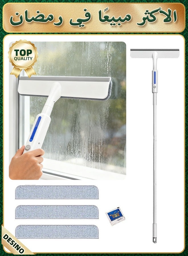 DESINO 3 in 1 Window Cleaning Squeegee, 59 Inch Long Glass Window Cleaner with Spray Extension Rod and 12 Inch Rubber Lip, with Extension Rod, Double-Sided Spray Extension, Suitable for Indoor and Outdoor High Windows, Convenient and Effective Combination - Image 1