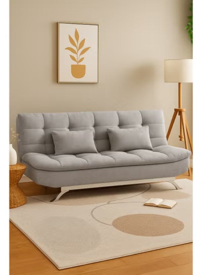 Harmony Home أريكة سرير من قماش السويد هارموني هوم - أريكة سرير قابلة للطي والتحويل بتصميم مدمج يوفر المساحة لغرفة المعيشة، الشقة، السكن الجامعي والمكتب - رمادي فاتح - Image 1