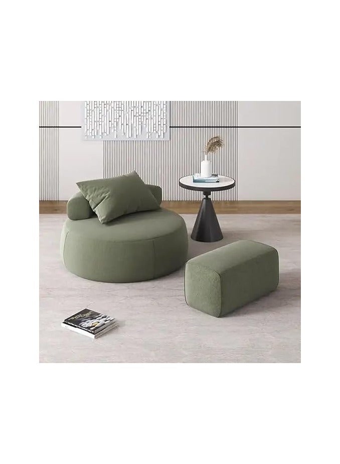 بوبينز هوم c مصمم الأثاث الحديث بدون ذراع جولة لطيف صالة أريكة واحدة غرفة المعيشة كرسي منخفض مع العثماني (الأخضر) - Image 1