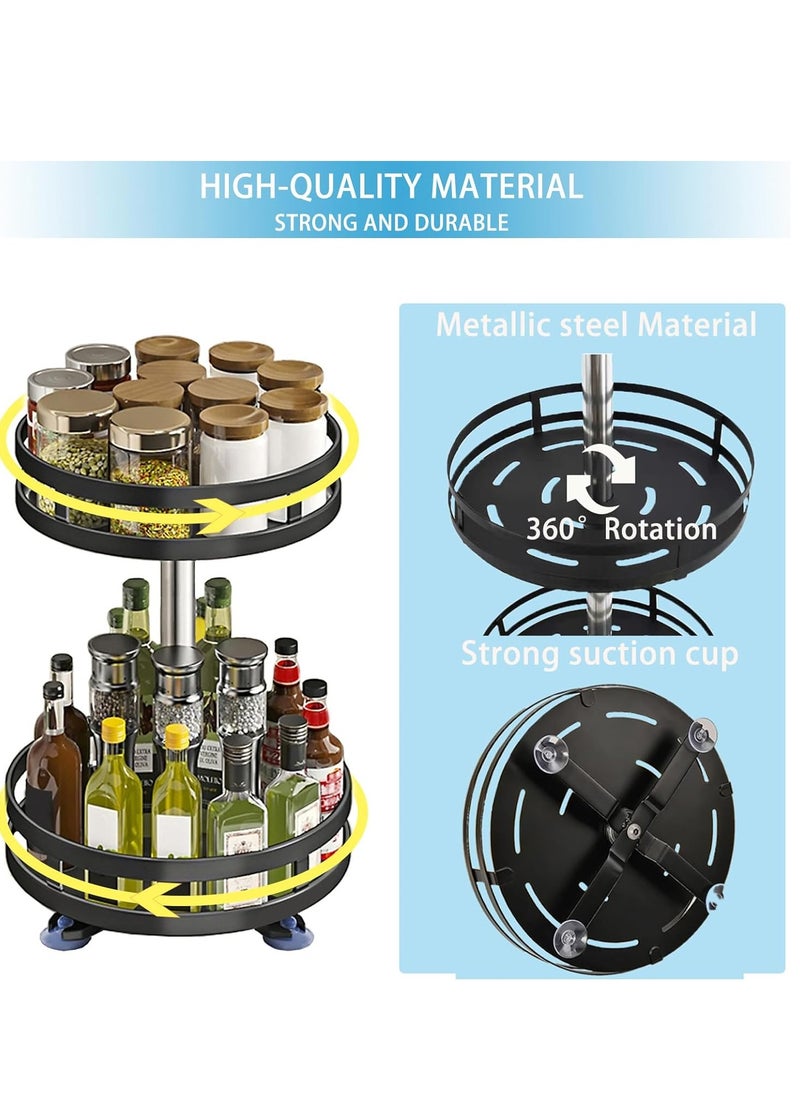 2-Tier Multipurpose Rotating Storage Rack - Space Saving, Non-Slip Countertop Storage for Tableware, Cosmetics, Spice Organizer Kitchen Storage