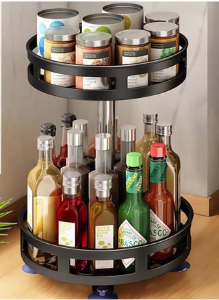 2-Tier Multipurpose Rotating Storage Rack - Space Saving, Non-Slip Countertop Storage for Tableware, Cosmetics, Spice Organizer Kitchen Storage - pzsku/Z9C16C44FE4FAEC725668Z/45/_/1722567858/bce17056-9797-4cef-89af-3e0bdad00f55
