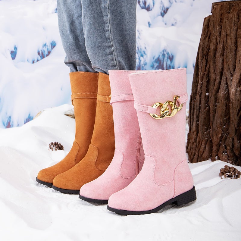 Fashion Girls Princess Boots Little Girls Fleece-Lined Warm Boots Children'S Flannel Knight Boots - Image 2