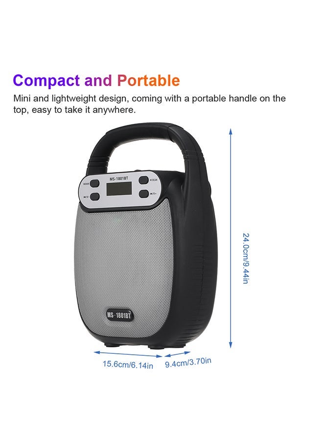 NIBEMINENT MS-1801BT Portable Outdoor Speaker Colorful LED Light Super Bass Wireless Bluetooth Speakers FM Radio TF Card U Disk Music Player Digital Display Silver/Black - Image 2