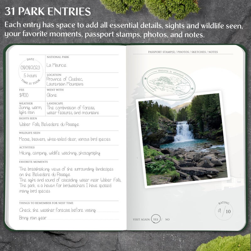 Legend Planner Legend National Parks Passport â€“ US & Canada Park Passport Book with State Map & Bucket List Checklist â€“ Adventure Planner Journal (Forest Green Debossed) - Image 3