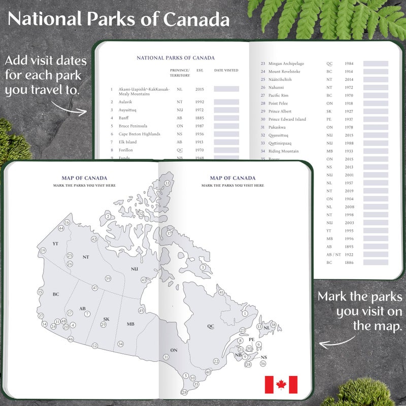 Legend Planner Legend National Parks Passport â€“ US & Canada Park Passport Book with State Map & Bucket List Checklist â€“ Adventure Planner Journal (Forest Green Debossed) - Image 5