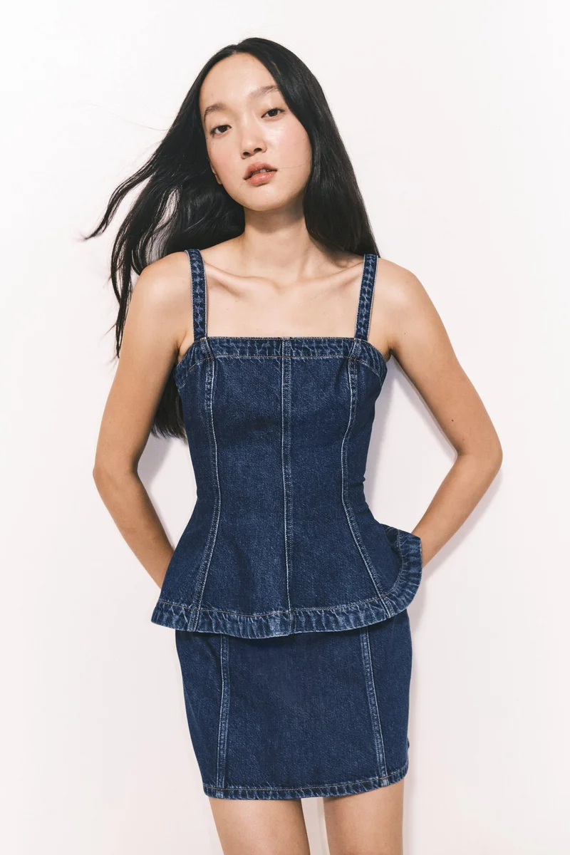 H&M Denim peplum top