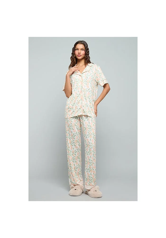 R&b Printed Lapel Collar Pyjama Set
