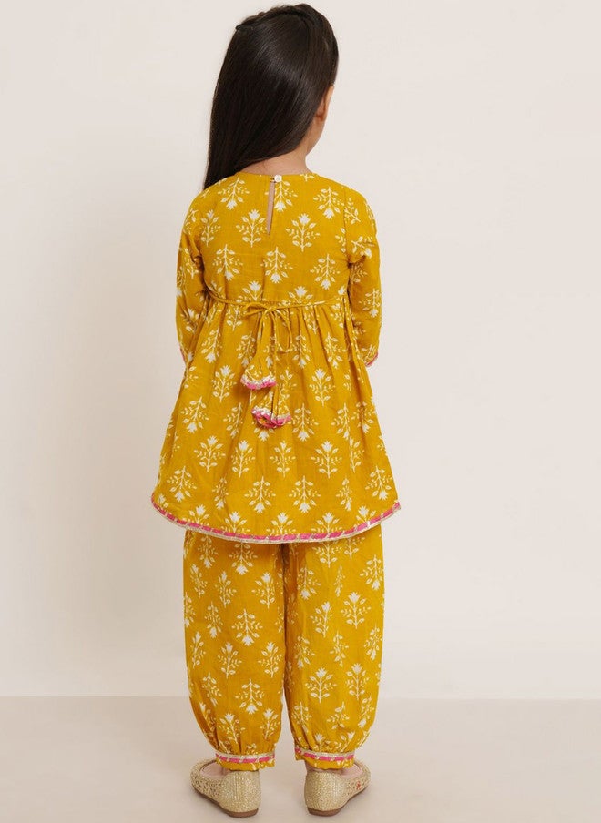 COTLAND FASHION Girls Floral Printed V-Neck Pure Cotton A-Line Kurti with Salwar - Image 5