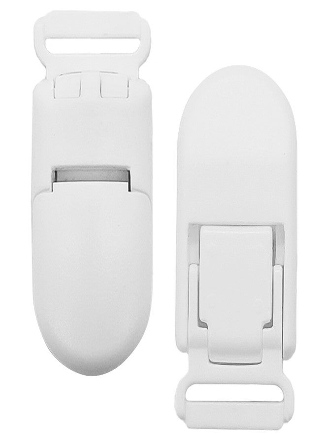 Langmeil 50pack 15mmRibbon Pacifier Plastic Suspender Clips for DIY Teething Toys Baby Blankets Dummy Bib Leash, White - Image 1