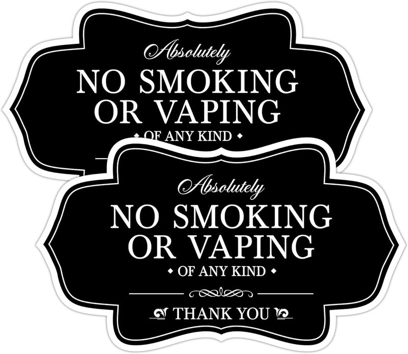 LUHIMO 2PCS No Smoking or Vaping Sign Stickers，Self-Adhesive Waterproof Vinyl Anti-smoking Sticker for House，Home，Business，Windows（Black） - Image 1
