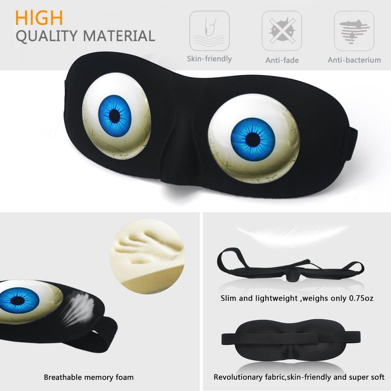 Tphon Eye Sleep Mask Funny Blindfold for Women Men Kid, Upgraded 3D Contoured 100% Blackout Sleeping Mask with Adjustable Strap, Soft Night Blindfold Eye Shades for Travel Naps Shift Works Games - Image 4